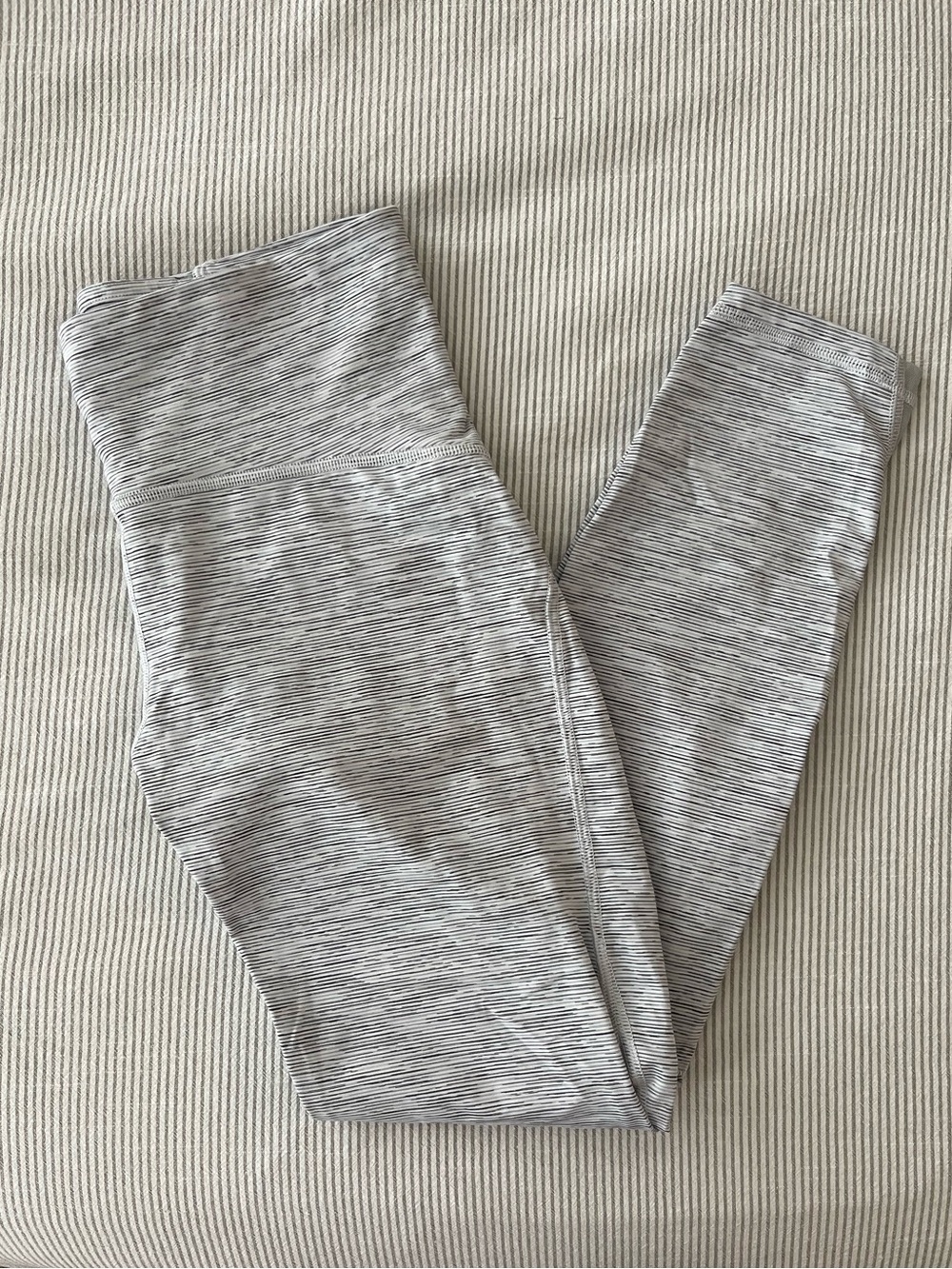 Lululemon Light Gray Striped Leggings